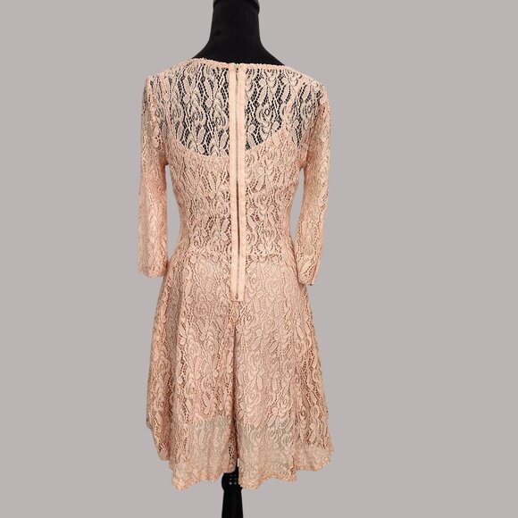 bebop Pink scalloped Lace dress M Fit Flare barbiecore princess fairy Y2K - Picture 6 of 9